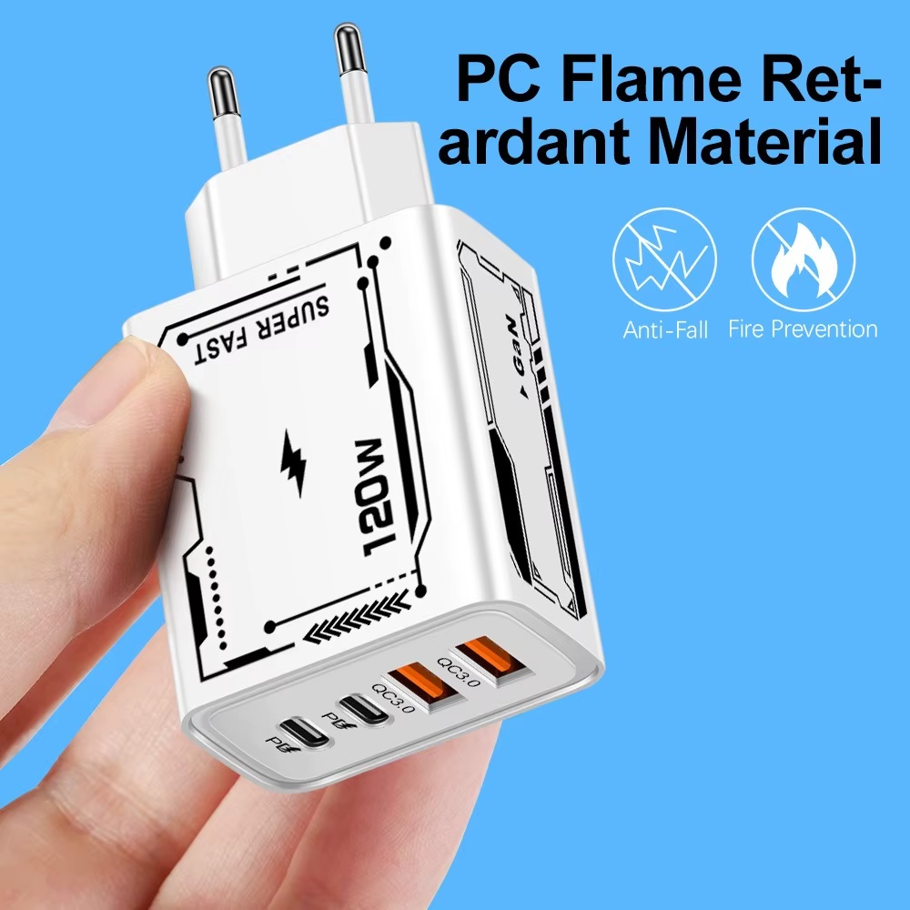 120W Rychlonabíječka GaN 4portová PD USB Typu-C - 2