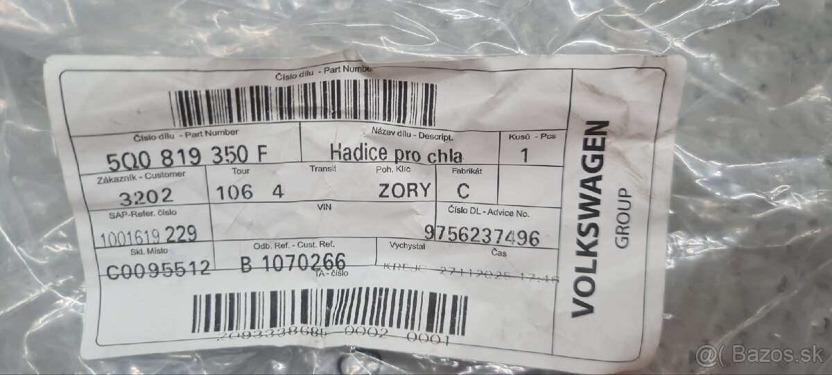 Hadice WEBASTO 5Q0819350F - 2