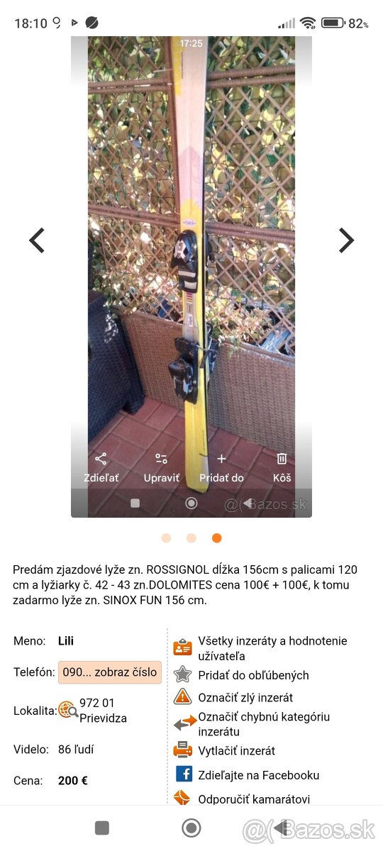 Predám lyže a lyžiarky. - 2