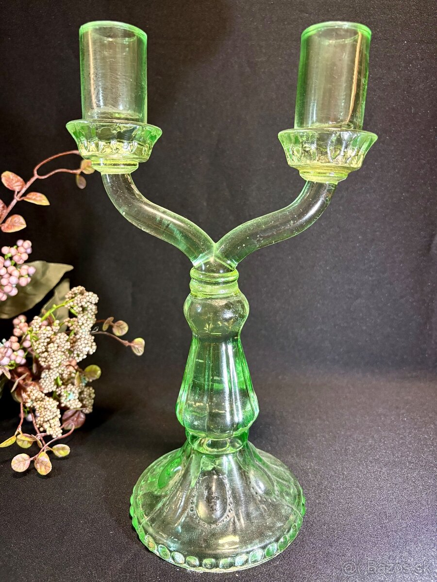 Secesny svietnik uránové sklo - 2