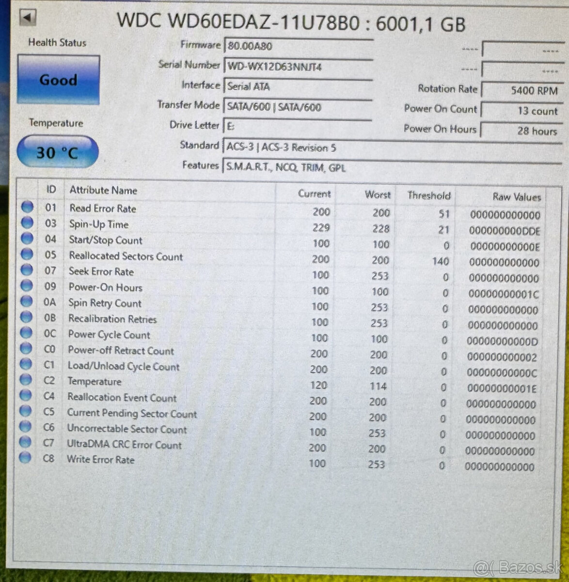 WD 6TB – 3,5" HDD, 256 MB cache - 2