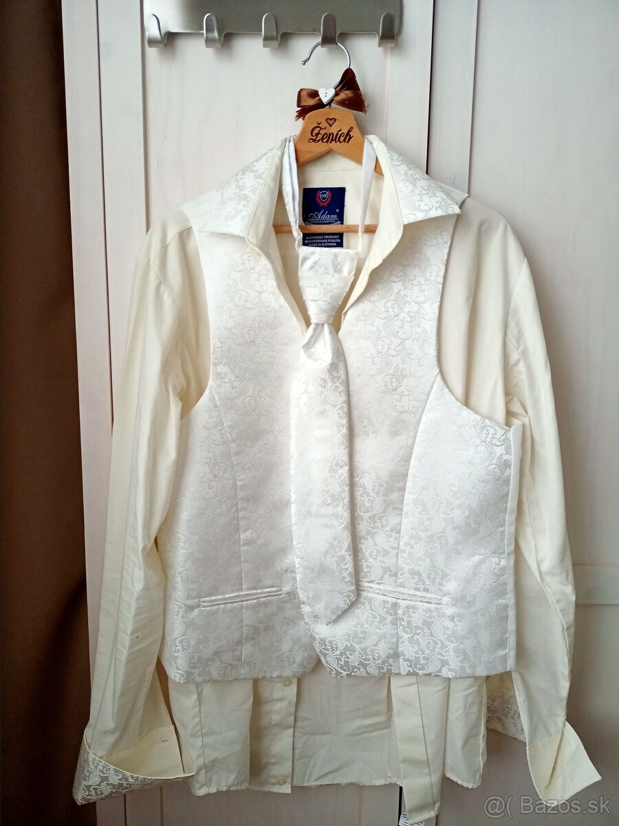 Svadobná košeľa, vesta, kravata a vreckovka - 2