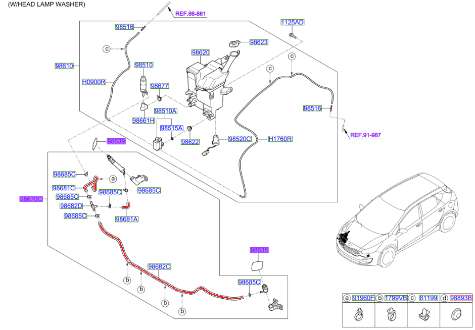 Hadica ostrekovača svetiel Kia Ceed SW JD - 2