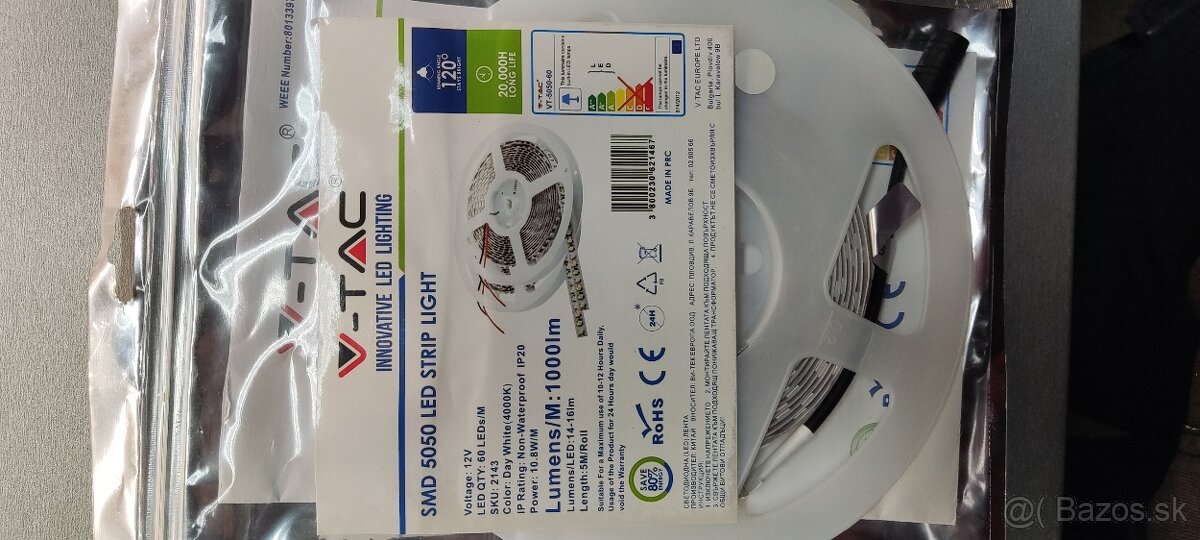 LED Pásik 12V - 5m Biela 1000lm NOVÉ - 2