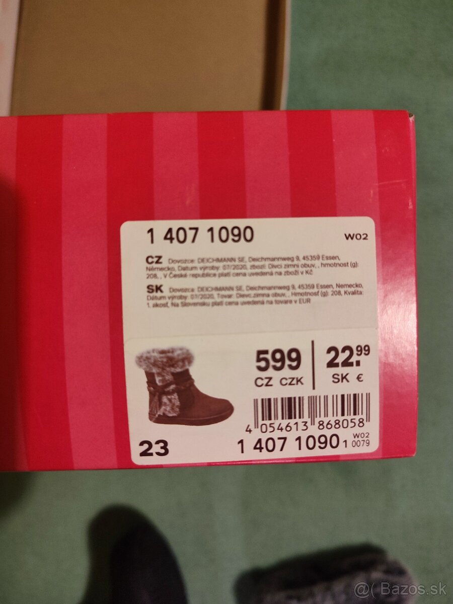 Dievčenské zimné čižmičky -NOVÉ - veľkosť 23 - 2