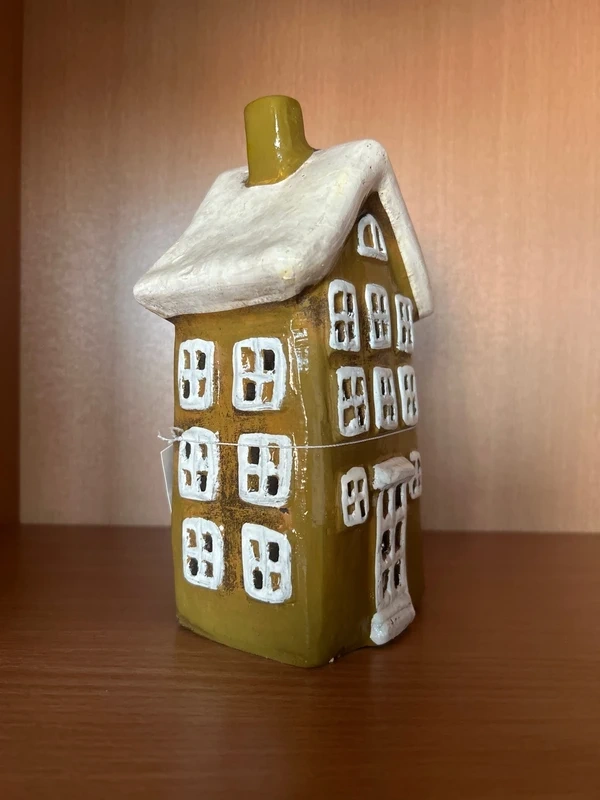 Keramický domček kaki-biely - 2
