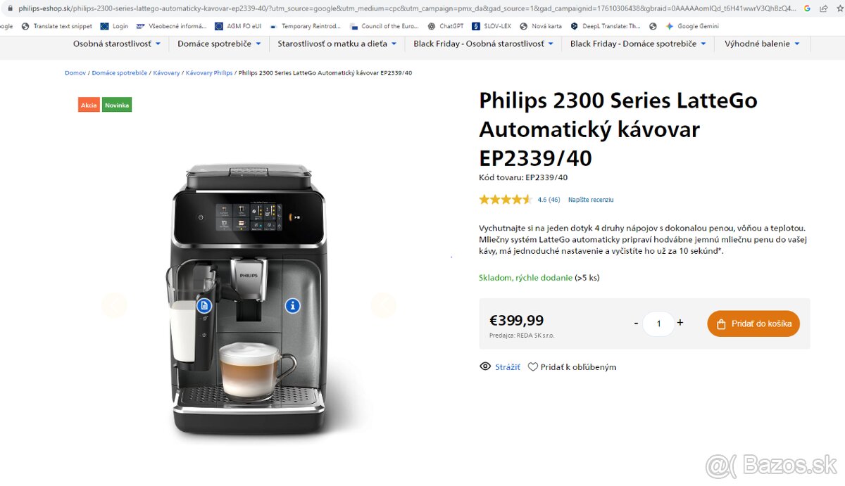 Predám úplne nový kávovar Philips Series 2300 LatteGo - 2