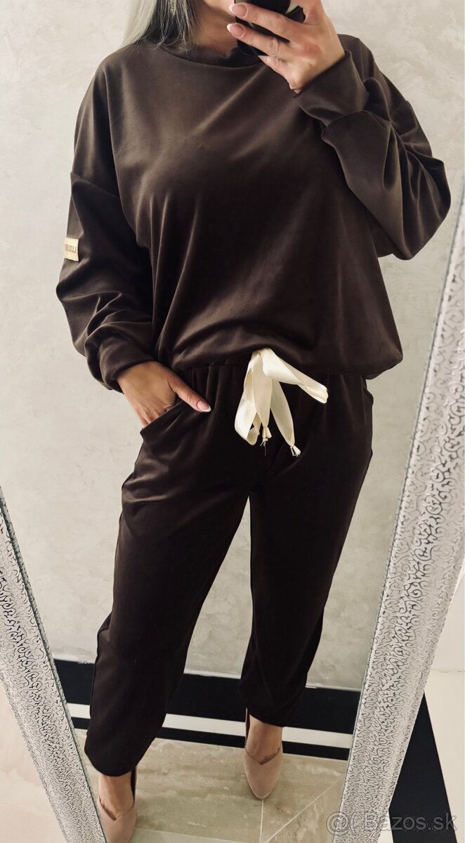 Damska talianska velurova suprava choco - 2