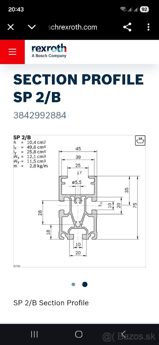 Predam Bosch profil 45x75 zo stavebnice TS2+ - 2