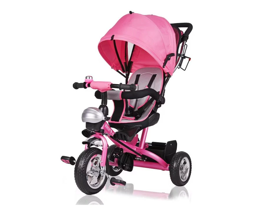 Detská trojkolka so strieškou - ružová a modrá - 2