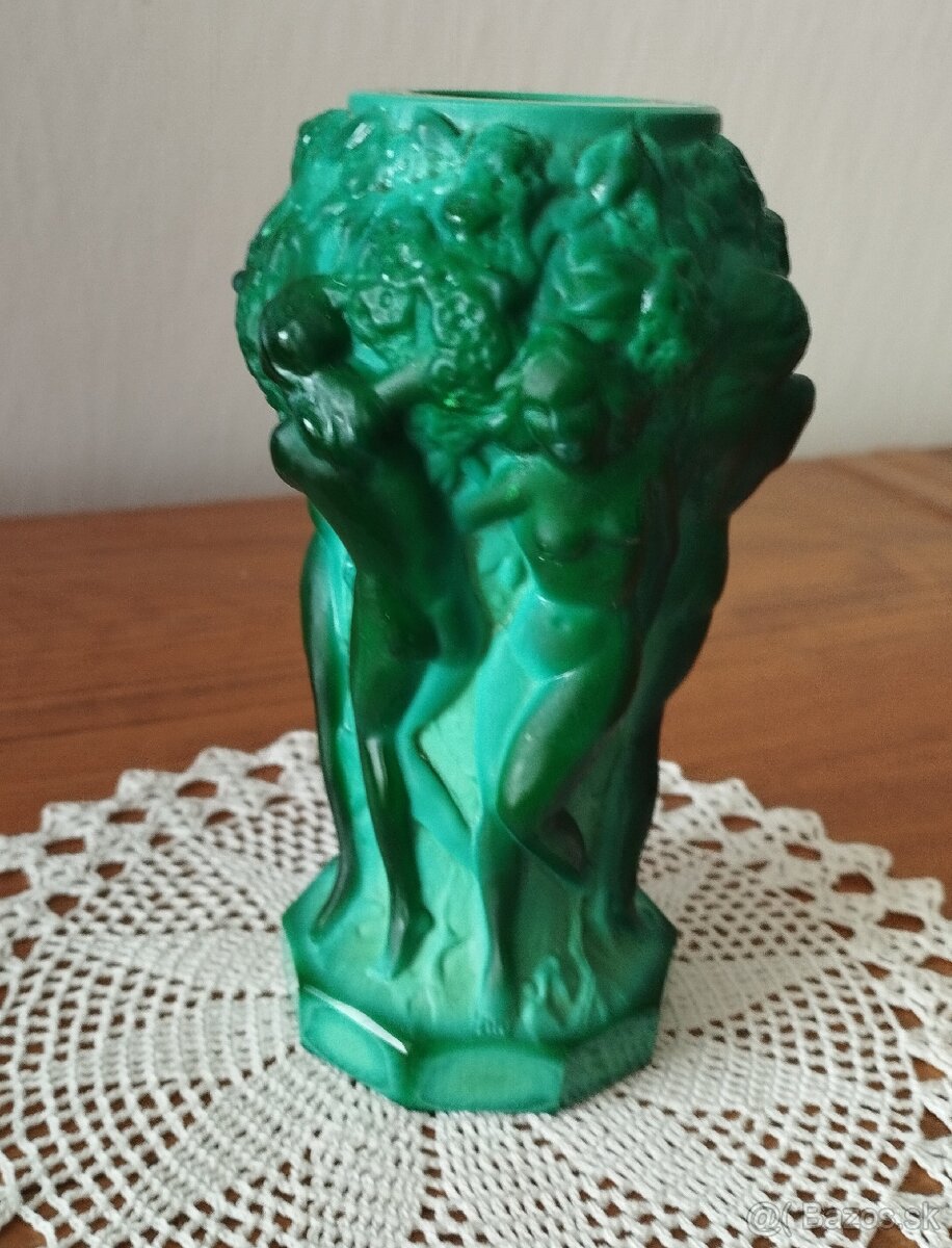 Starožitná váza -Art Deco - malachit - 2