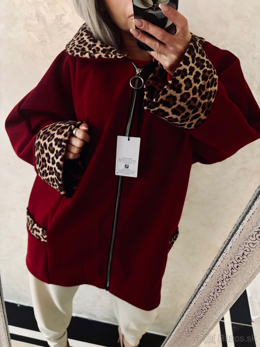 Damsky oversize kabatik bordo - 2