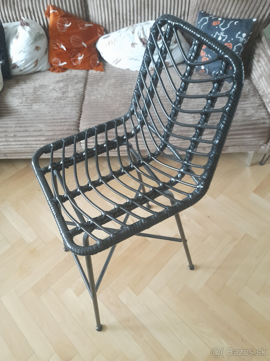 Barové stoličky 2x - Ratanové - Hoker Rattan H97 Black - 2