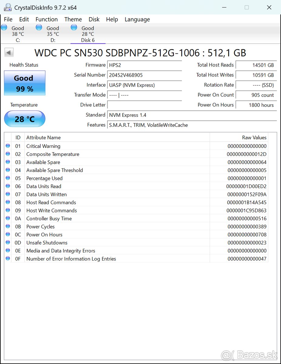 Predám 512GB NVMe SSD Western Digital - 2