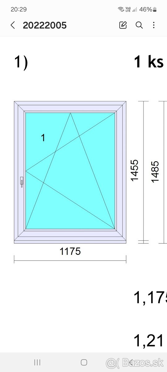 Predám plastové okno 1175x1485mm - 2