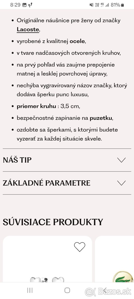Lacoste nové náušnice - 2