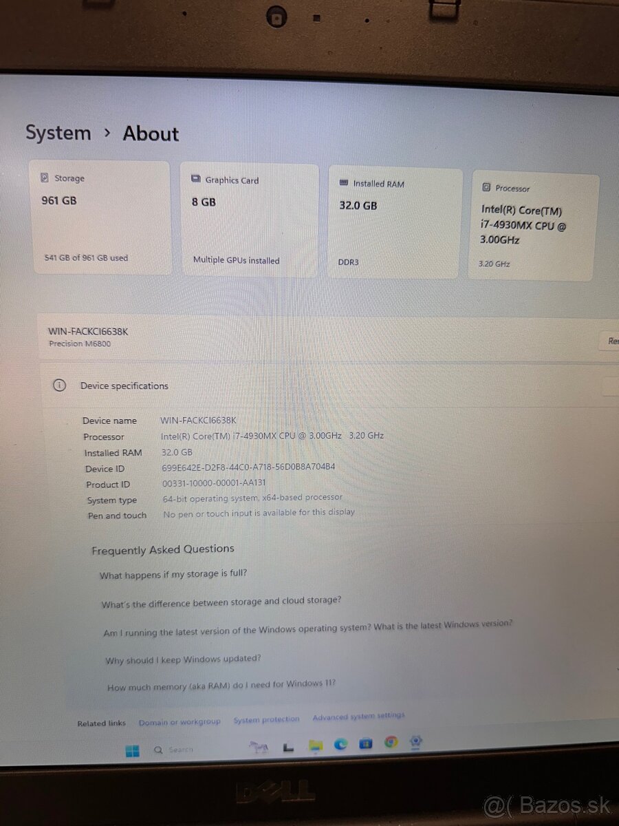 Dell Precision M6800 — i7-4930MX, 32 GB RAM - 2