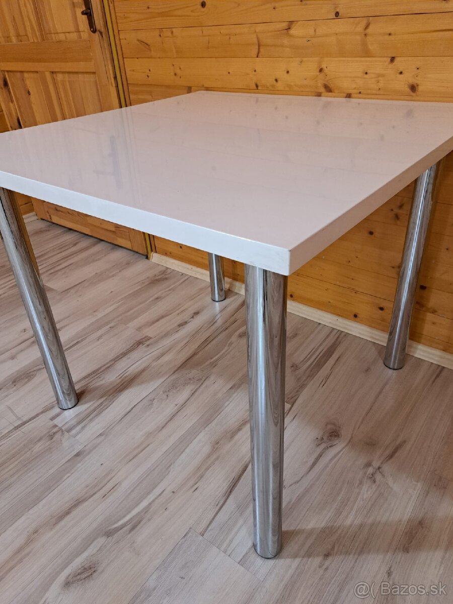 Jedálenský stôl, biely lesklý - 2