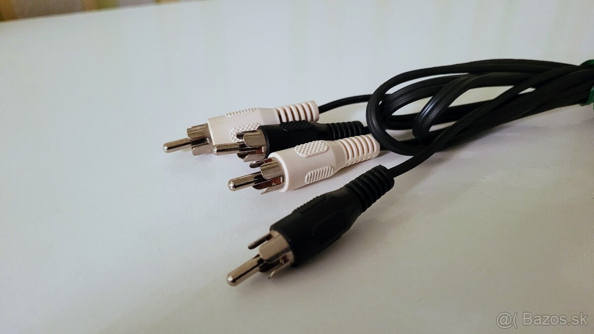 Kábel 2× RCA čierny - 2× RCA biely - 2