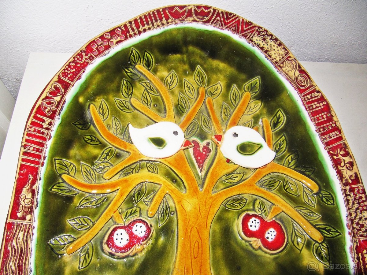 Vidiecka misa - strom a vtáčiky, 46 cm x 34 cm - 2