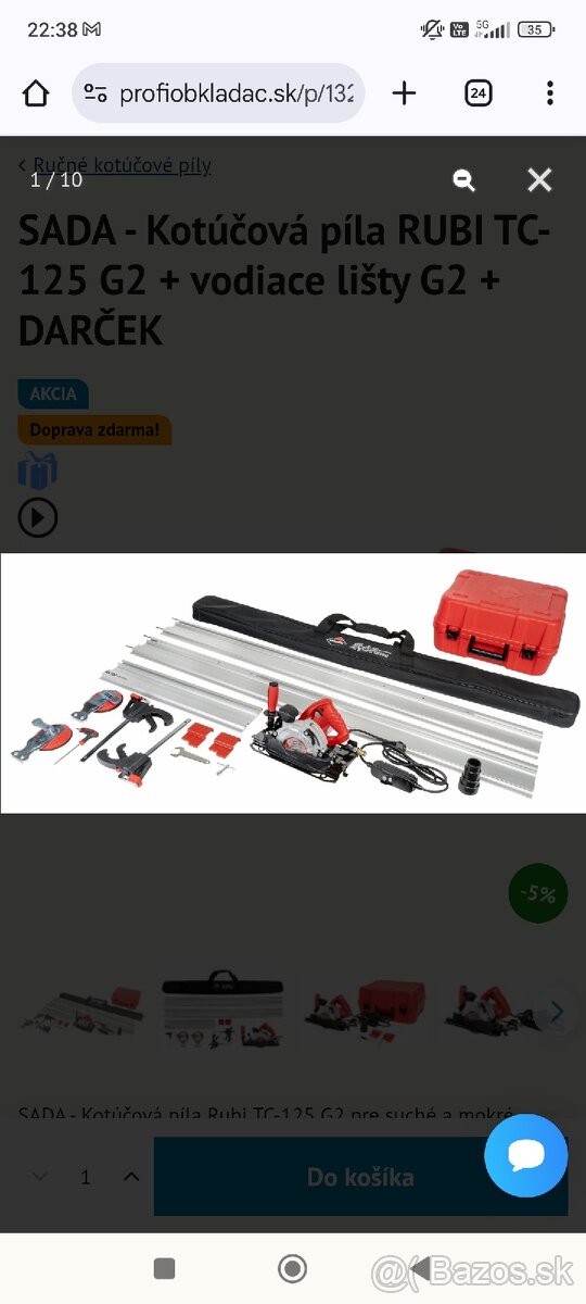 Kotúčová píla RUBI TC-125 G2 + vodiace lišty G2( sada) - 2