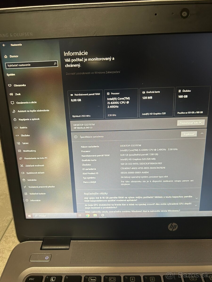 HP EliteBook 840 G3 | i5-6300U | 8gb RAM - 2