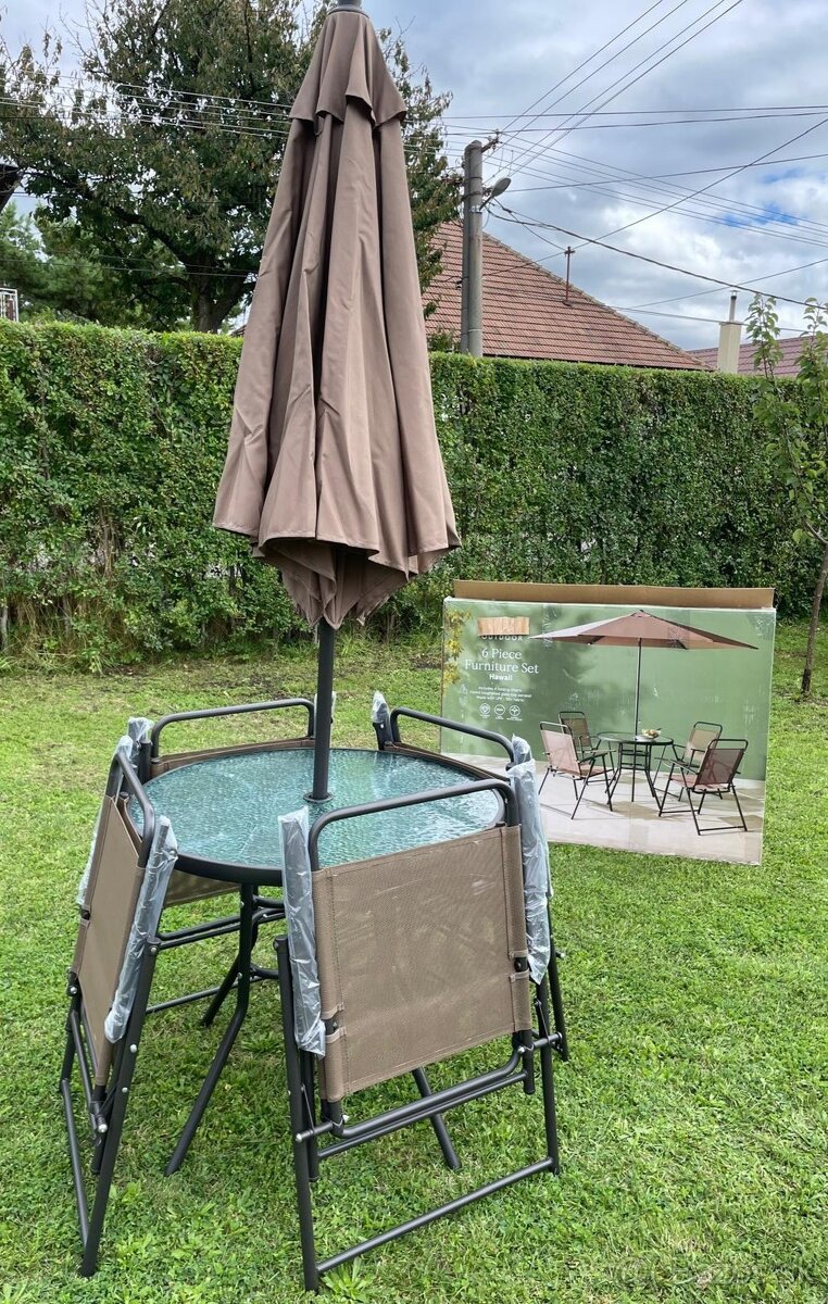 Záhradný slnečník so stoličkami-komplet set - 2
