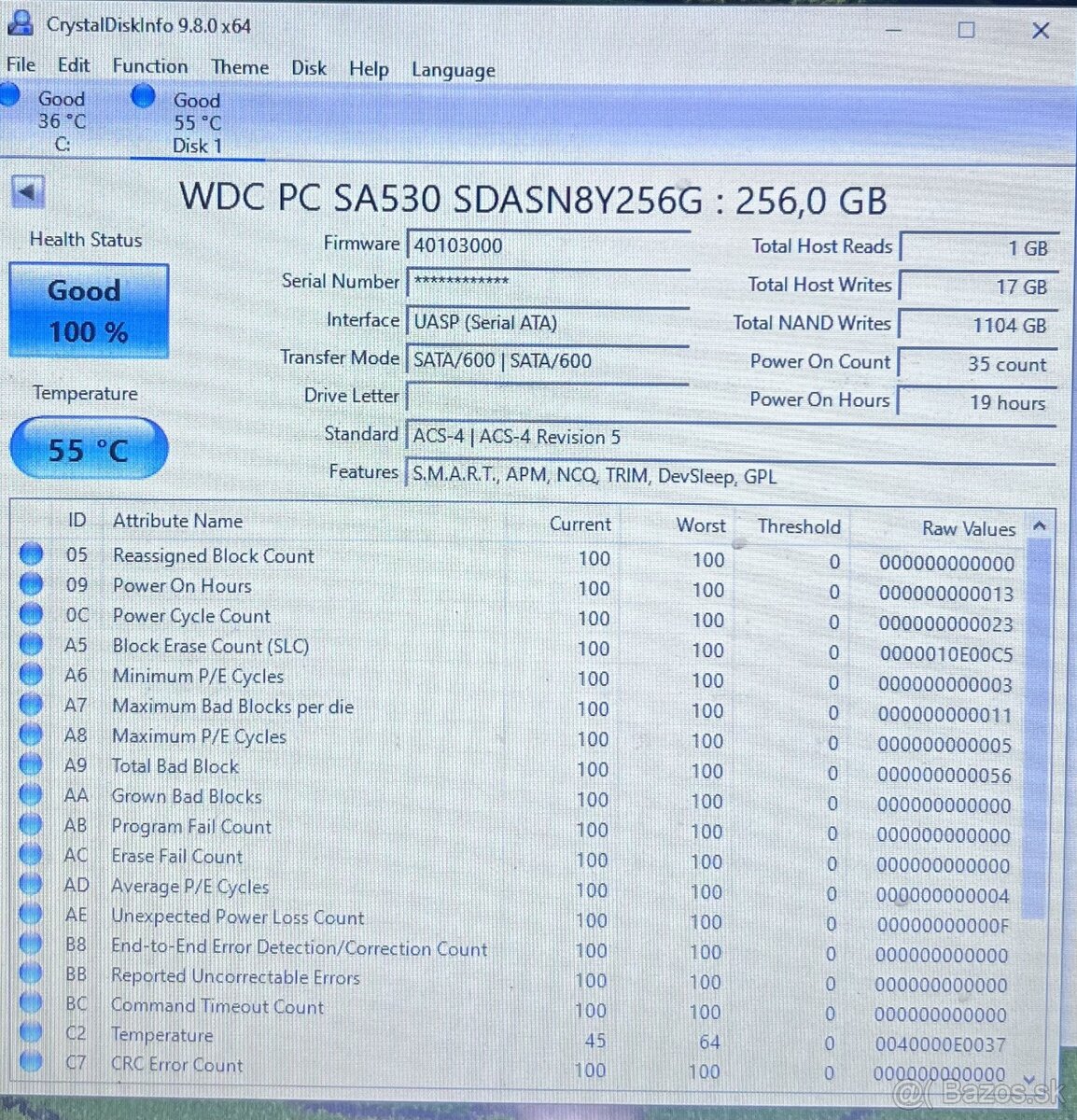 WD 256GB M.2 SSD / 19 hodín - 2