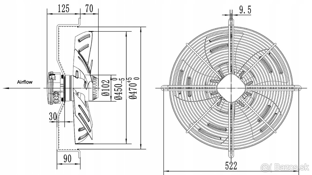Priemyselný sací ventilátor 450 mm - 2