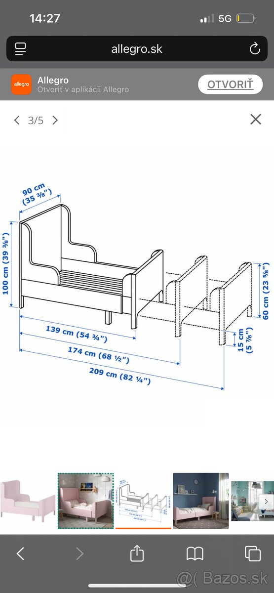 Detska postel rastuca busunge ikea - 2