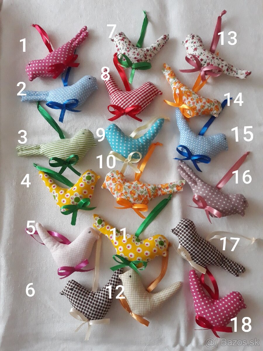 Vtáčiky a iné dekorácie z látky - 2