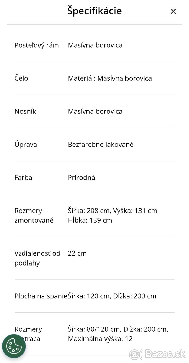 Poschodová posteľ 80/120x200, Masivna borovica - 2
