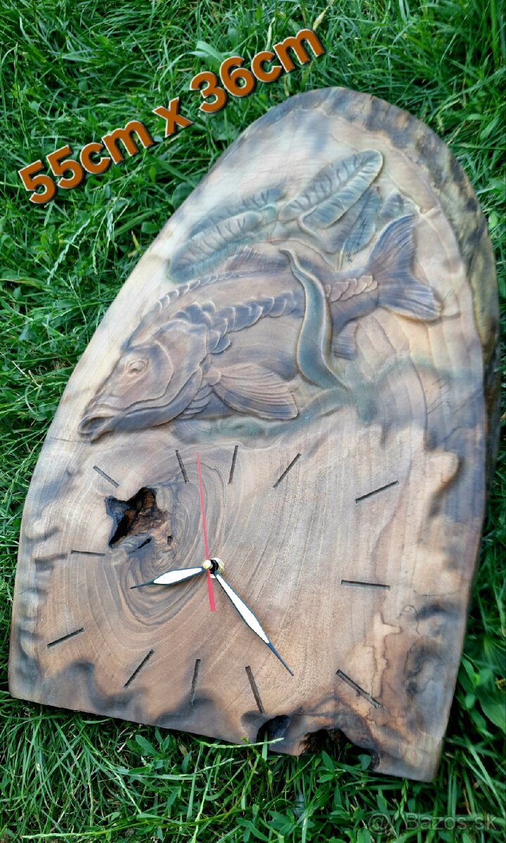 Vianočný darček pre rybára orechové hodiny s kaprom - 2