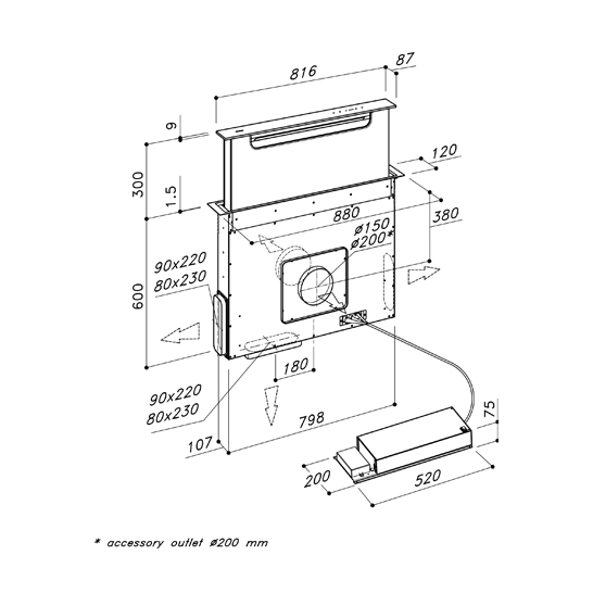 Predam vysuvny digestor celoskleneny - NOVY - 2