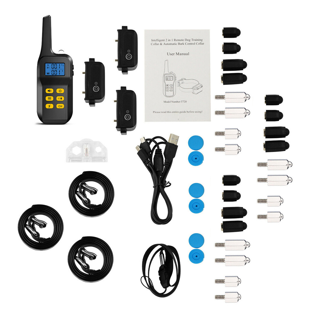 Elektrický obojok pre psa 2v1 pre 3 psov - Dosah 1000m - 2