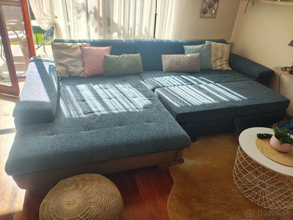 Rohová sedacia súprava - modrá farba - 2