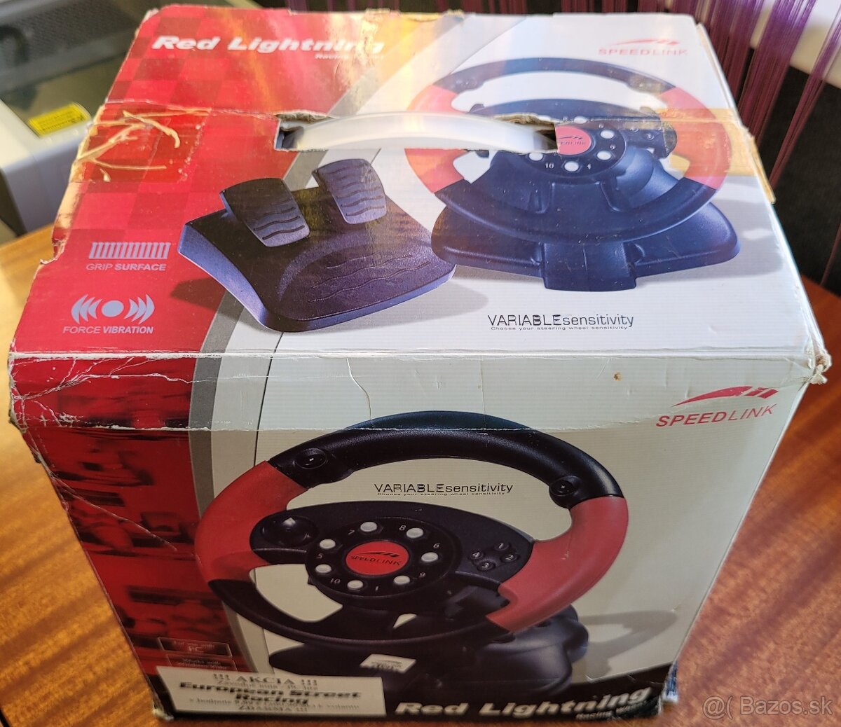 Retro volant s pedálmi pre PC – Speedlink Red Lightning (NOS - 2