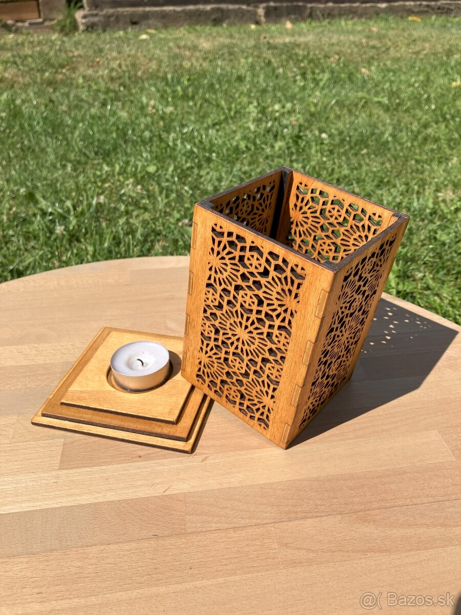 Rustikálny drevený svietnik - 2