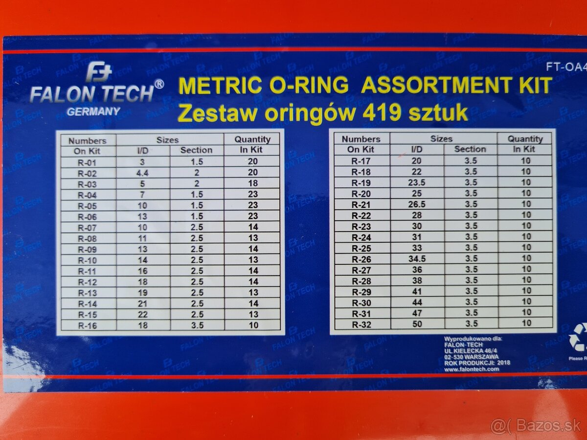Tesniace O-krúžky gumené 419 ks - 2