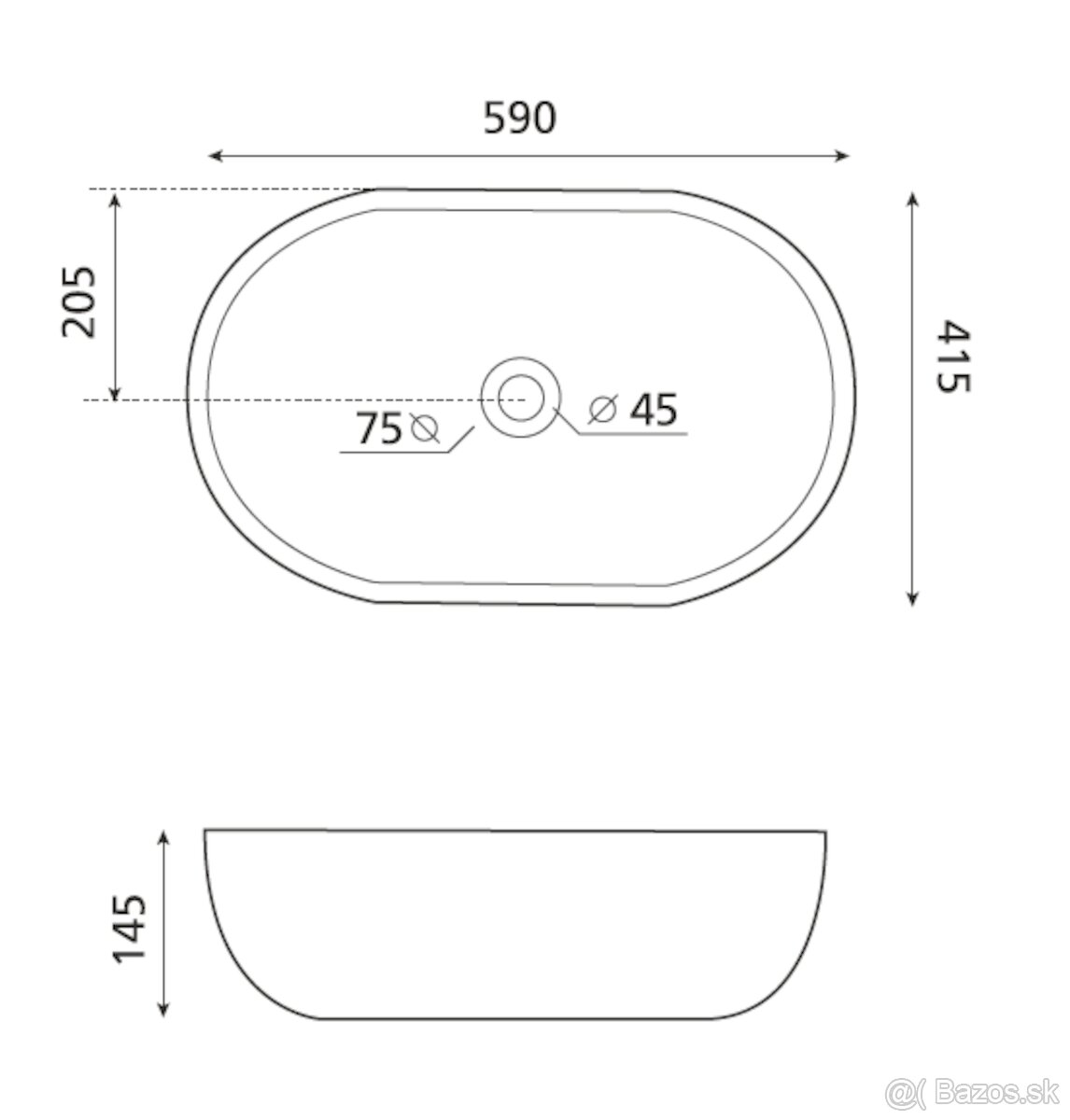 Umývadlo na dosku Glacera Vallone (59x41 cm) - 2
