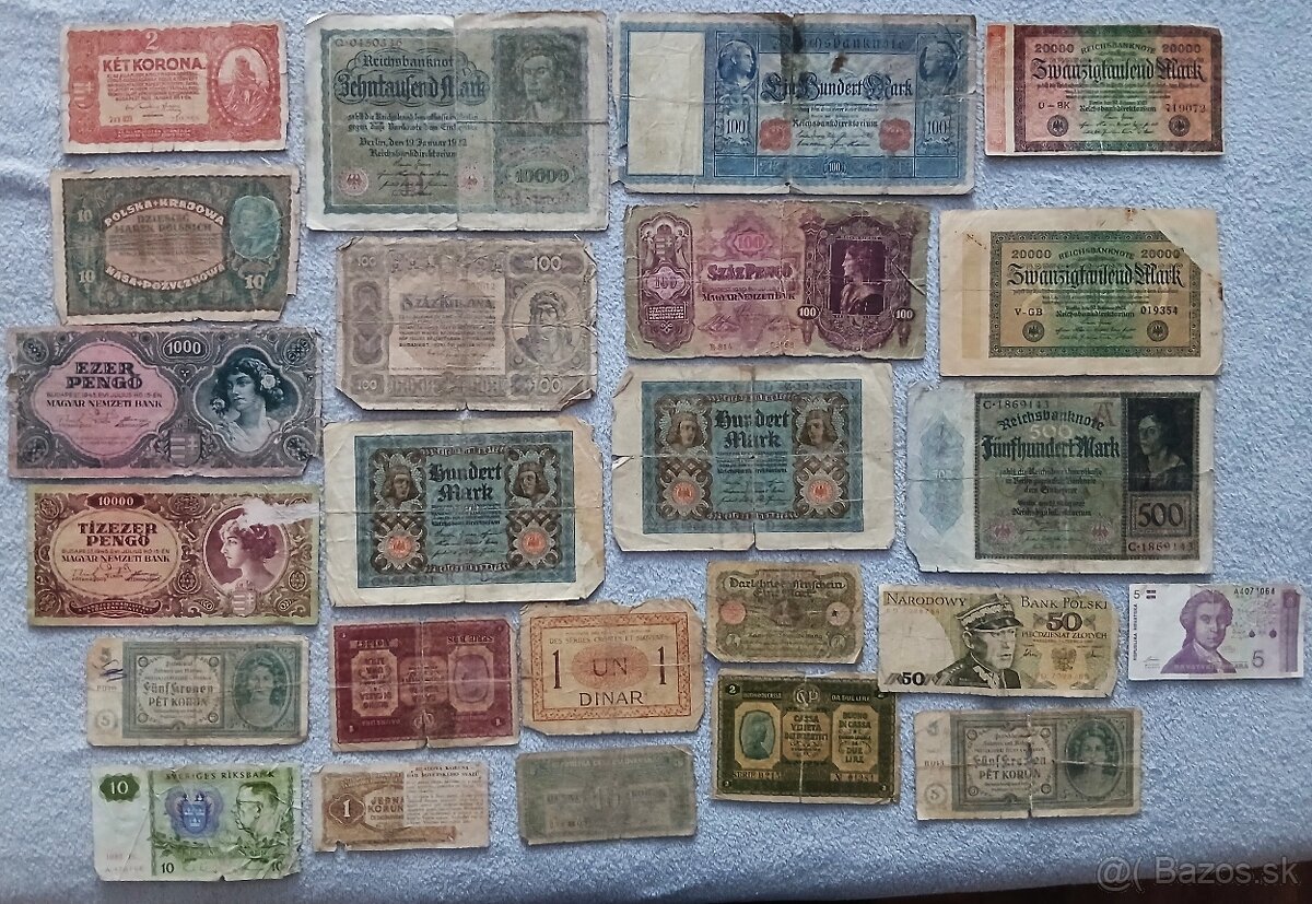 Bankovky starožitné v horších stavoch 63 kusov+2grátis - 2