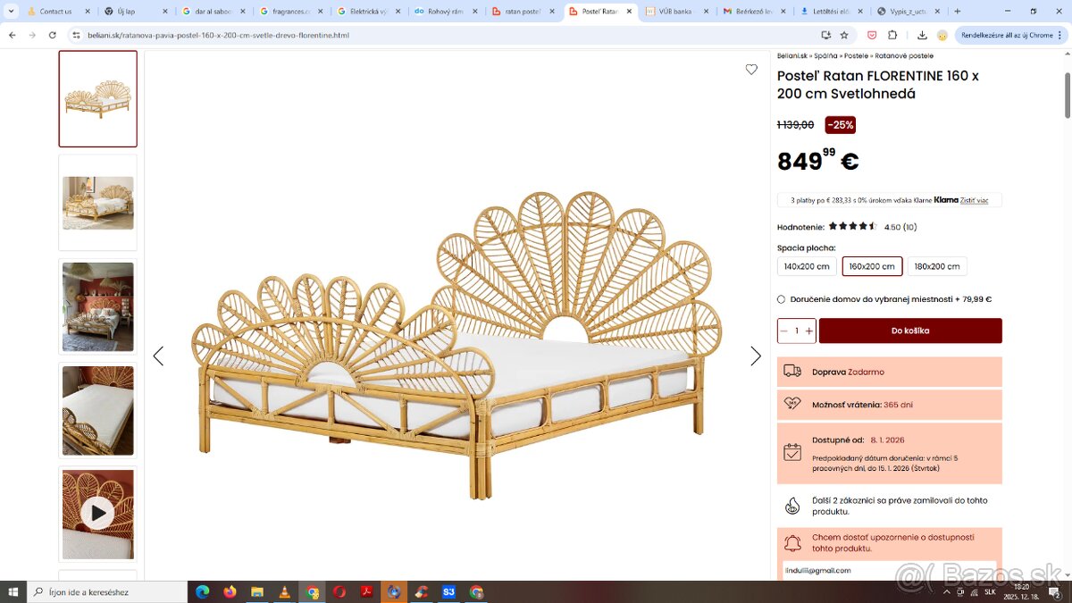 Posteľ Ratan FLORENTINE 160 x 200 cm BELIANI - 2