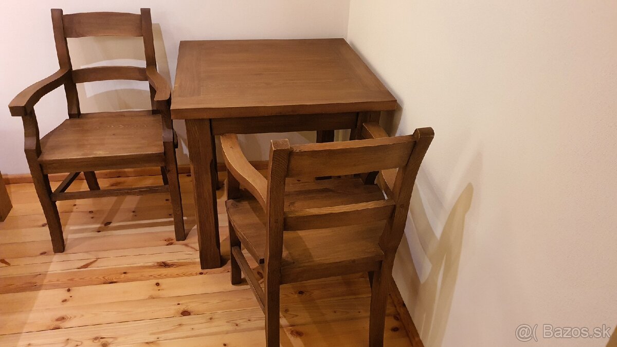 Masívny rustikálny stôl a dve kreslá - 2
