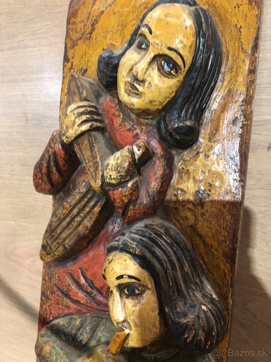 Drevo rezba hudobny anjeli - 2