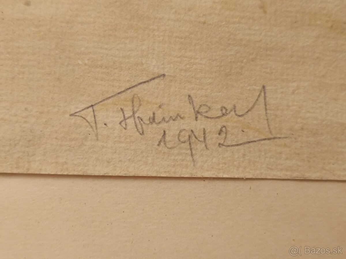 Obraz Tomáš Hrdinka, žně s hradem 1942, 47x57 - 2