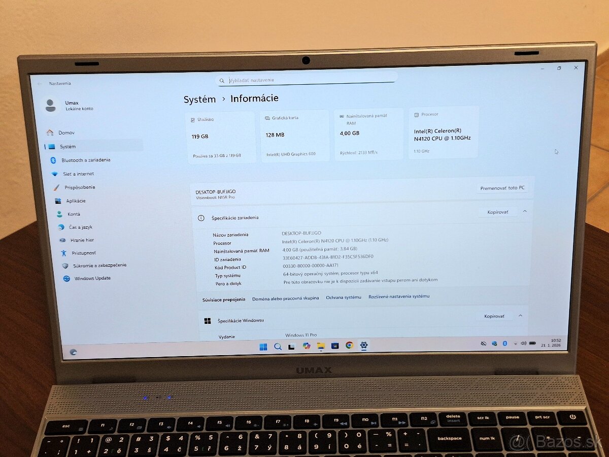 Umax VisionBook N15R Pro, záruka do 3/2027 - 2