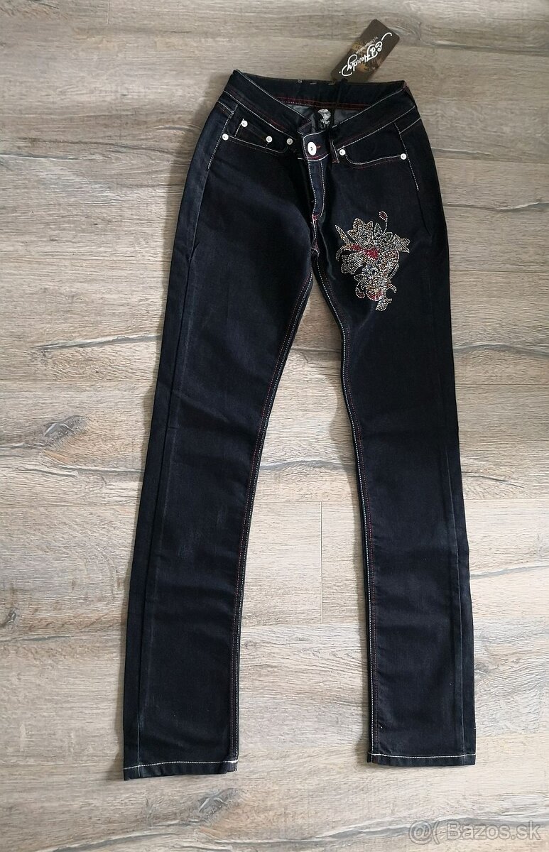 dámske tmavomodré skinny rifle - 2