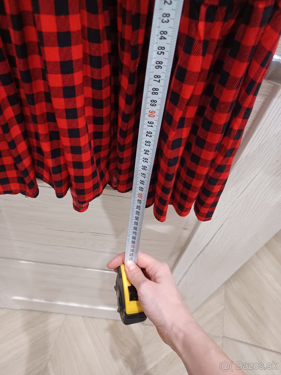 Červeno-čierne kockované šaty - 2