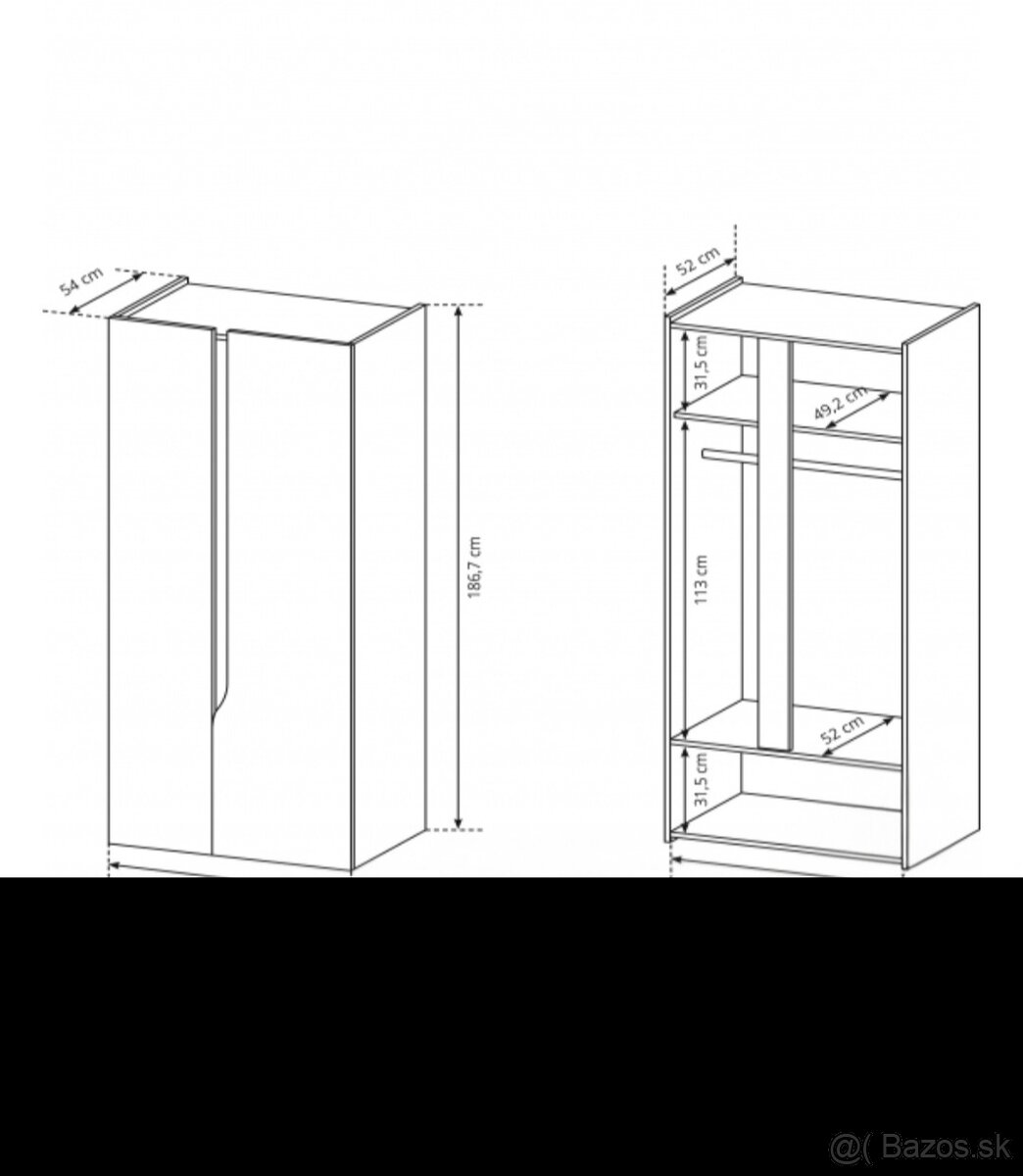 SKRIŇA 80 dub/biela - 2