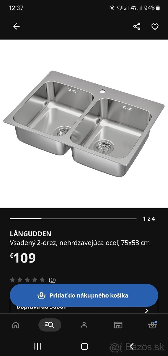 Ikea Langudden dvojitý drez - 2